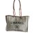 CHANEL Deauville Tote in Grey Canvas Cloth  ref.58349