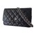 Chanel Brieftasche an der Kette Schwarz Leder  ref.59203