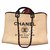 Chanel Sacola grande de Deauville - creme / azuis marinhos Bege Lona  ref.59900