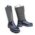 Prada Boots Black Khaki Leather Cloth  ref.60736
