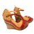 Christian Louboutin Sandals Pink Golden Leather  ref.64341