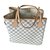 Louis Vuitton Neverfull MM Toile Damier Azur Bege Couro  ref.67082