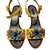 Dolce & Gabbana Sandalias de piel de cocodrilo con conchas marinas. Roja Azul Amarillo Cueros exoticos  ref.67211
