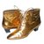 Yves Saint Laurent Botas de tornozelo Dourado Couro  ref.67922