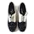 Chanel Zapatos derby Negro Blanco Charol Lienzo  ref.68680