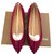 Christian Louboutin Red Pigalle Flache Schuhe Rot Lackleder  ref.71451