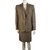 Max Mara Skirt suit Brown Taupe Silk Linen  ref.124689