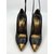 Escarpins Yves Saint Laurent en cuir noir et bout doré 10,5 cm  - vue 3