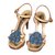 Louis Vuitton sandals Blue Beige Leather Wood Cloth  ref.74123