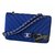 Classique Chanel Sac medium flap Tissu Bleu  ref.74963