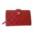 Chanel carteiras Vermelho Couro  ref.75209