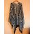 Poncho Maje estampado con flecos azul - vista 5