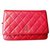 Wallet On Chain Chanel WOC Red Leather  ref.76797