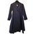 Chanel Coat Navy blue Silk  ref.77286