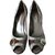 Louis Vuitton Judy Open Toe Pump Brown Beige Prune Leather Cloth  ref.77831