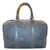 Christian Dior Vintage sac à main cuir embossé logo Oblique Bleu  ref.78613