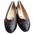 Chanel Zapatillas de ballet Marrón oscuro Cuero  ref.78980