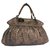 Fendi Canvas Leather Metallic Bronze Tote Bag Brown Cloth  ref.79993