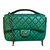 Timeless Chanel Handbags Green Patent leather  ref.80043