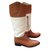 Aigle Cavalière cuir grainé blanc cassé pied et garniture  en cuir camel Caramel  ref.80466