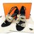 Hermès Black and Gold Suede heels  ref.81148