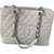 Chanel Große Einkaufstasche Weiß Leder  ref.83309