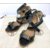 Hermès Black Strappy wedge sandals Leather  ref.84114