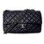 Classique Chanel Sac intemporel double à rabat Cuir Bleu Marine  ref.84310