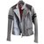 Jean Paul Gaultier Women's Leather Biker Jacket Black Grey  ref.84540