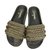 Chanel olive green chain slides slippers Cloth  ref.85608