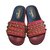 Chanel Ciabatte per pantofole con catena rossa satinata Rosso Panno  ref.85612