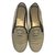 Chanel Pearl CC metallic loafers Beige Leather  ref.85640