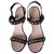 Chanel heel sandals Black Leather  ref.85845