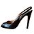 Sandali Sergio Rossi Peep Toe Slingback in Pelle di Anguilla Nera Nero - vista 2
