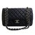 Chanel Medium Double Flap Timeless Bag Blue Navy blue Leather  ref.86527