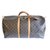 Louis Vuitton Kkeepall 55 Brown Leather Cloth  ref.87391