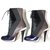 Fendi Ankle boots Black Blue Grey Leather Pony-style calfskin  ref.87794