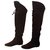 Giuseppe Zanotti Thigh-high flat boots Dark brown Deerskin  ref.88120