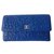Chanel CAMELIA-BLUME Blau Grau Leder  ref.89422
