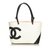 Chanel Cambon Line Einkaufstasche Schwarz Weiß Leder  ref.89522