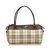 Burberry Plaid Coated Canvas Handbag Brown Multiple colors Beige Leather Cloth Cloth  ref.89985