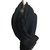 Bel Air Bufanda de lana negra hilo negro dorado  ref.90162
