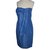 Hugo Boss Vestido de cocktail sem alças Azul Seda Linho  ref.90170