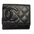 Monedero compacto de Chanel Cambon Negro Cuero  ref.90177