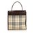 Burberry Plaid Coated Canvas Handbag Brown Multiple colors Beige Leather Cloth Cloth  ref.90478