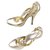 goldene Leder-Roberto Cavalli-Heels mit kristallverzierten Akzenten in Schlange  ref.91157