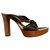 Sergio Rossi Leather and wood mules Brown  ref.91179