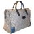 Céline vintage blue travel leather bag. White Cloth  ref.91453