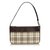 Burberry Plaid Coated Canvas Baguette Brown Multiple colors Beige Leather Cloth Cloth  ref.91538