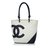 Chanel Linha sacola de Cambon Preto Branco Couro  ref.91777